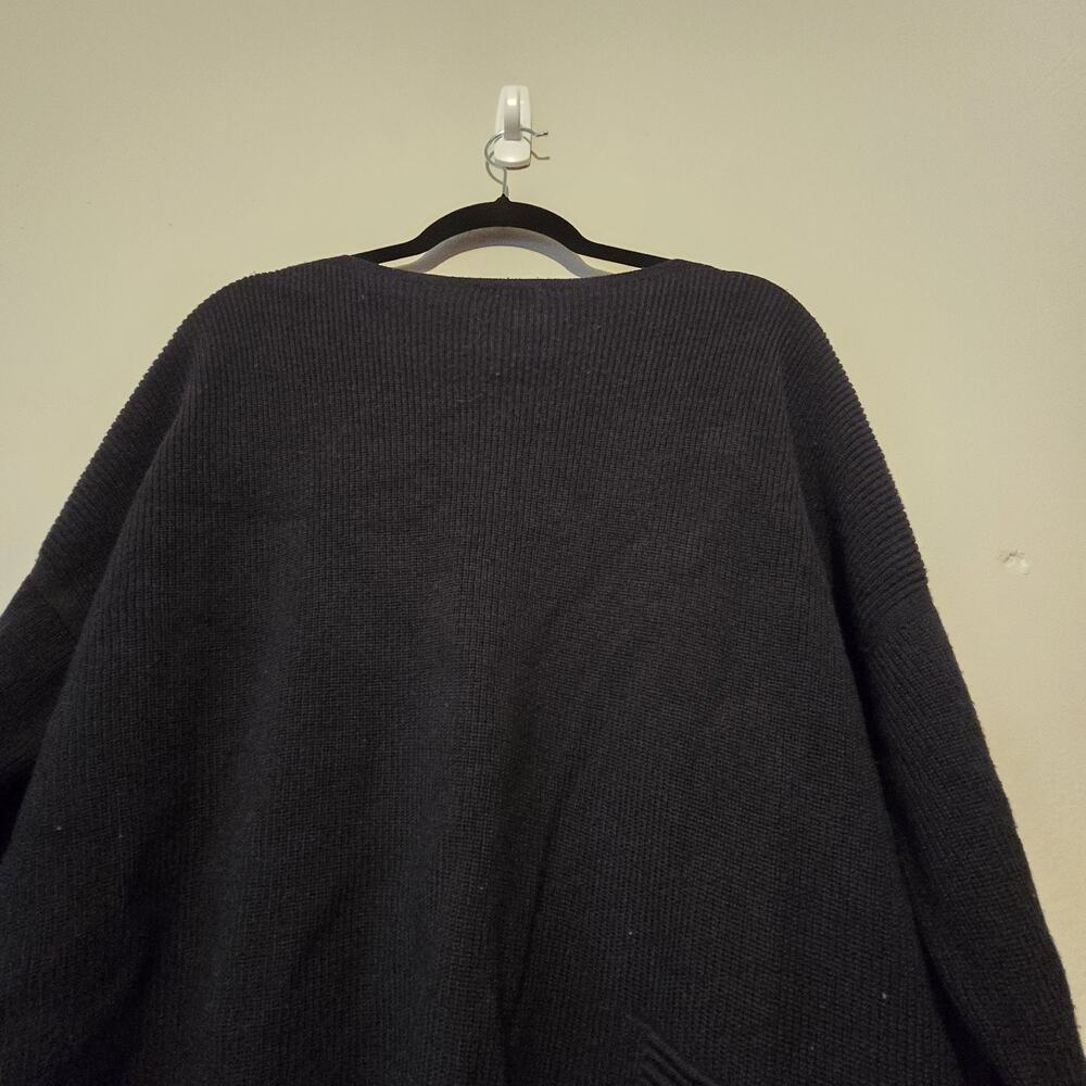 Lafayette 148 Ribbed Knit‎ Dolman Sweater Womens LG Navy Wool Pocket Lagenlook - Picture 8 of 11